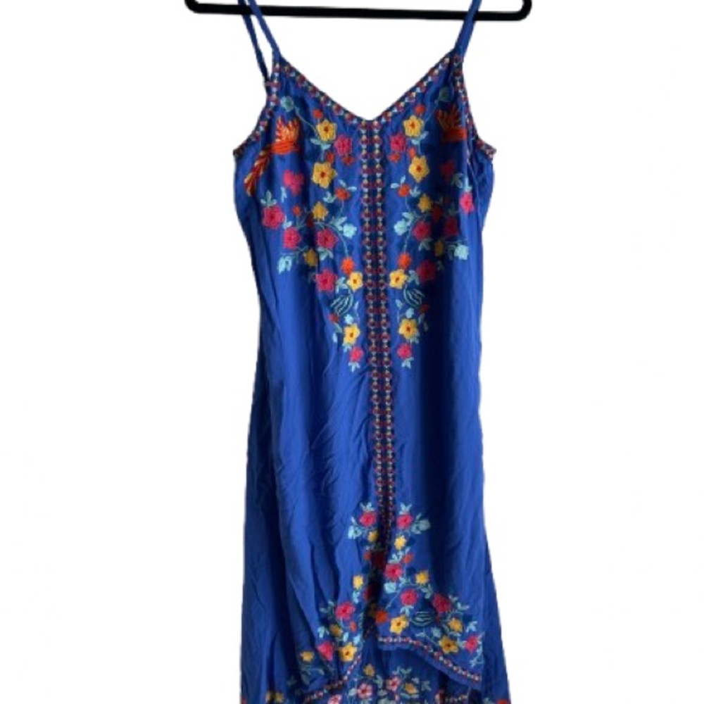 Floral Embroidered Blue Dress